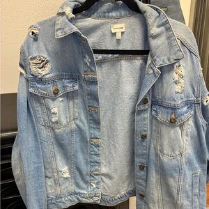 Sneak Peek Blue Distressed Jean Jacket Oversized Fit